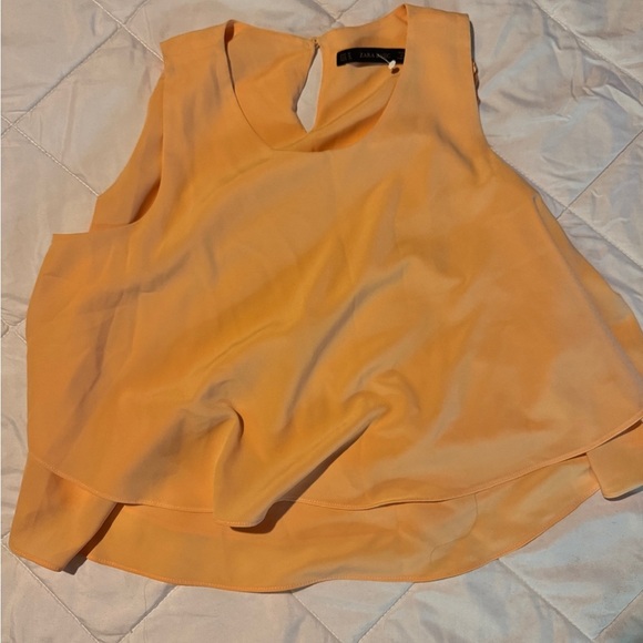 Zara Orange Asymmetrical Cut Out Tank Top - Picture 1 of 3